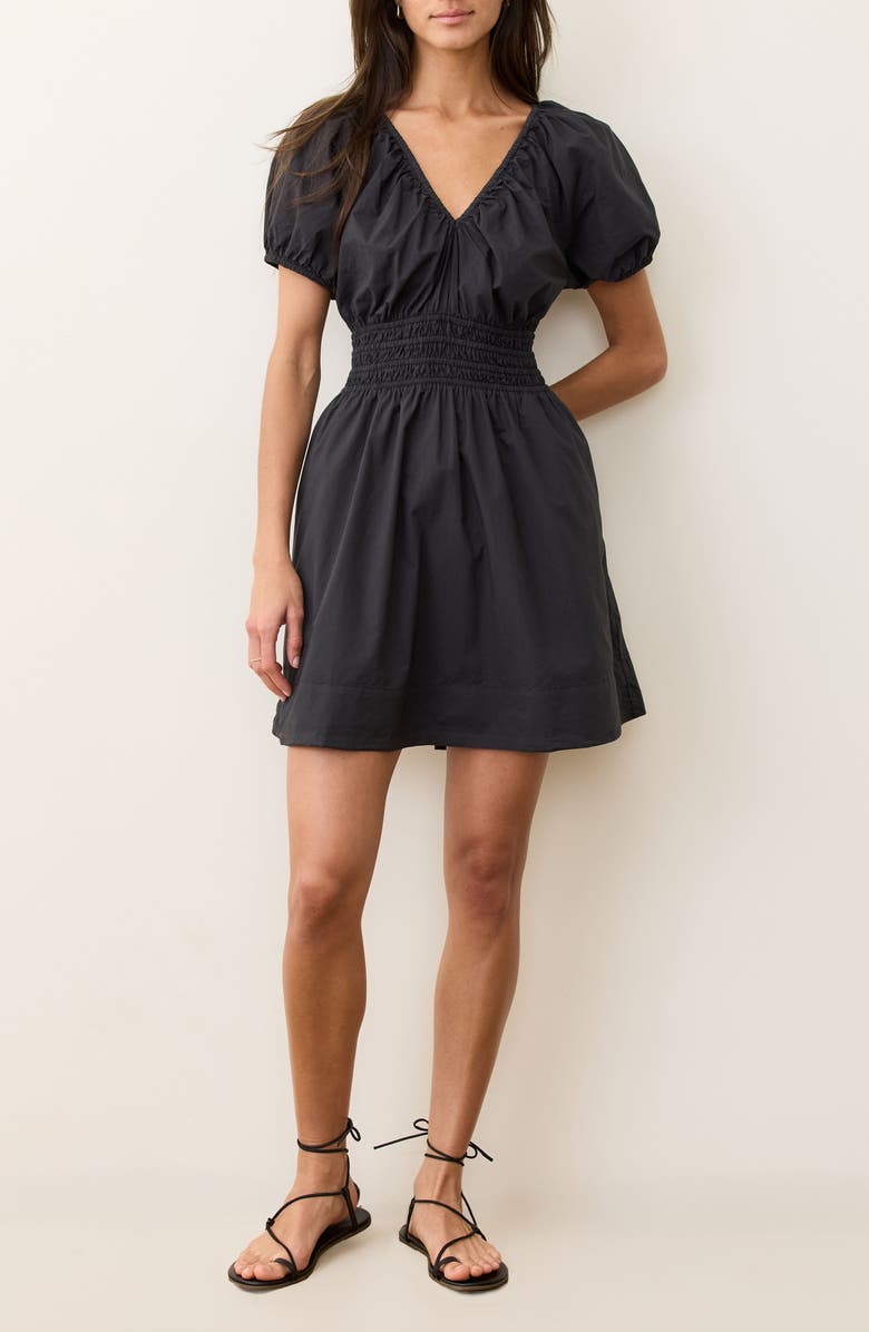Marine Layer Emery Pima Cotton Poplin Minidress, Main, color, Black