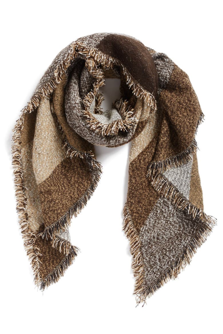 Blanket Scarf, Main, color, BROWN