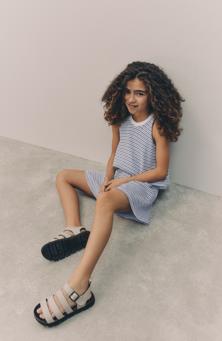 NEXT Kids' Textured Stripe Cotton Top & Shorts Set, Alternate, color, Blue