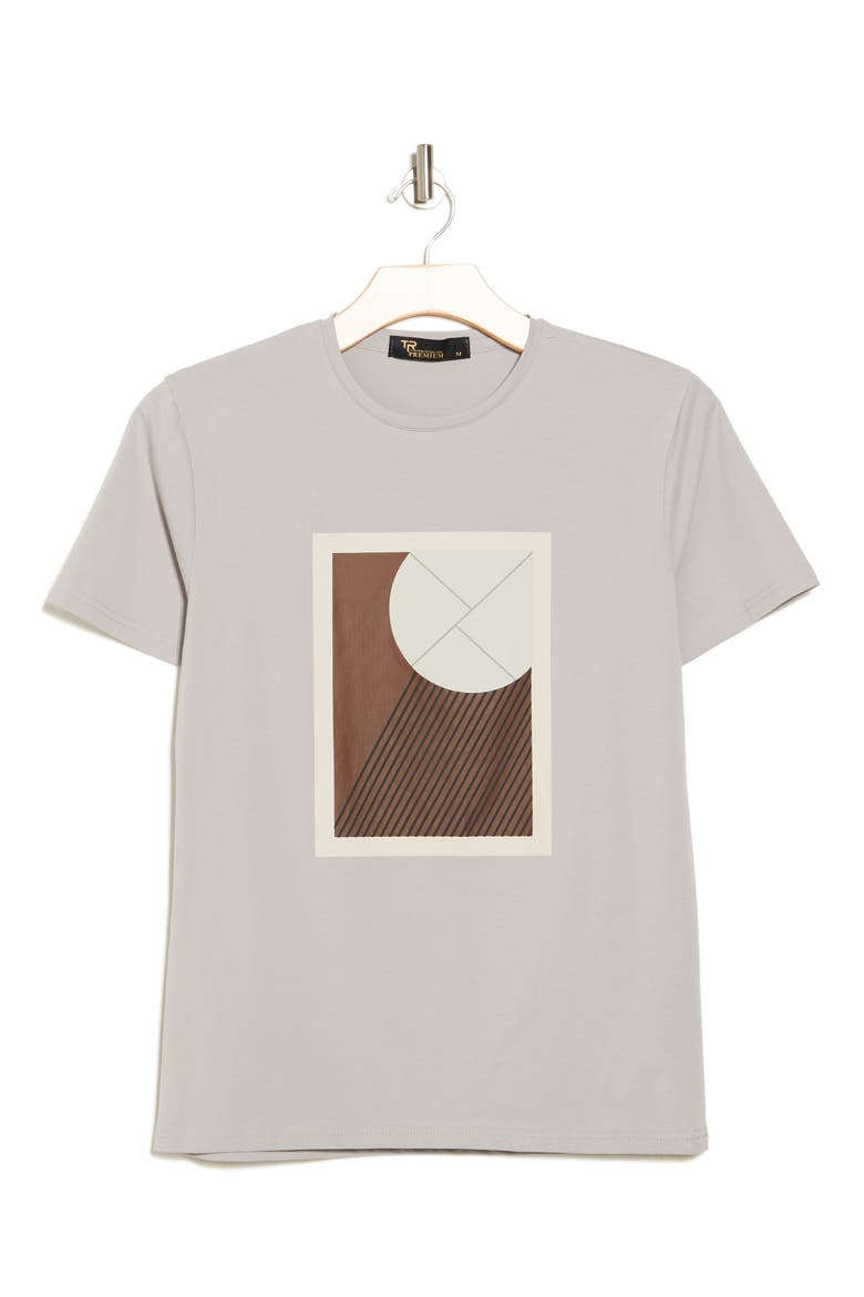 3D Abstract Graphic Print T-Shirt, Alternate, color, COOL GREY