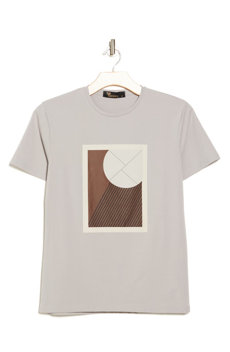 T.R. PREMIUM 3D Abstract Graphic Print T-Shirt, Alternate, color, Cool Grey