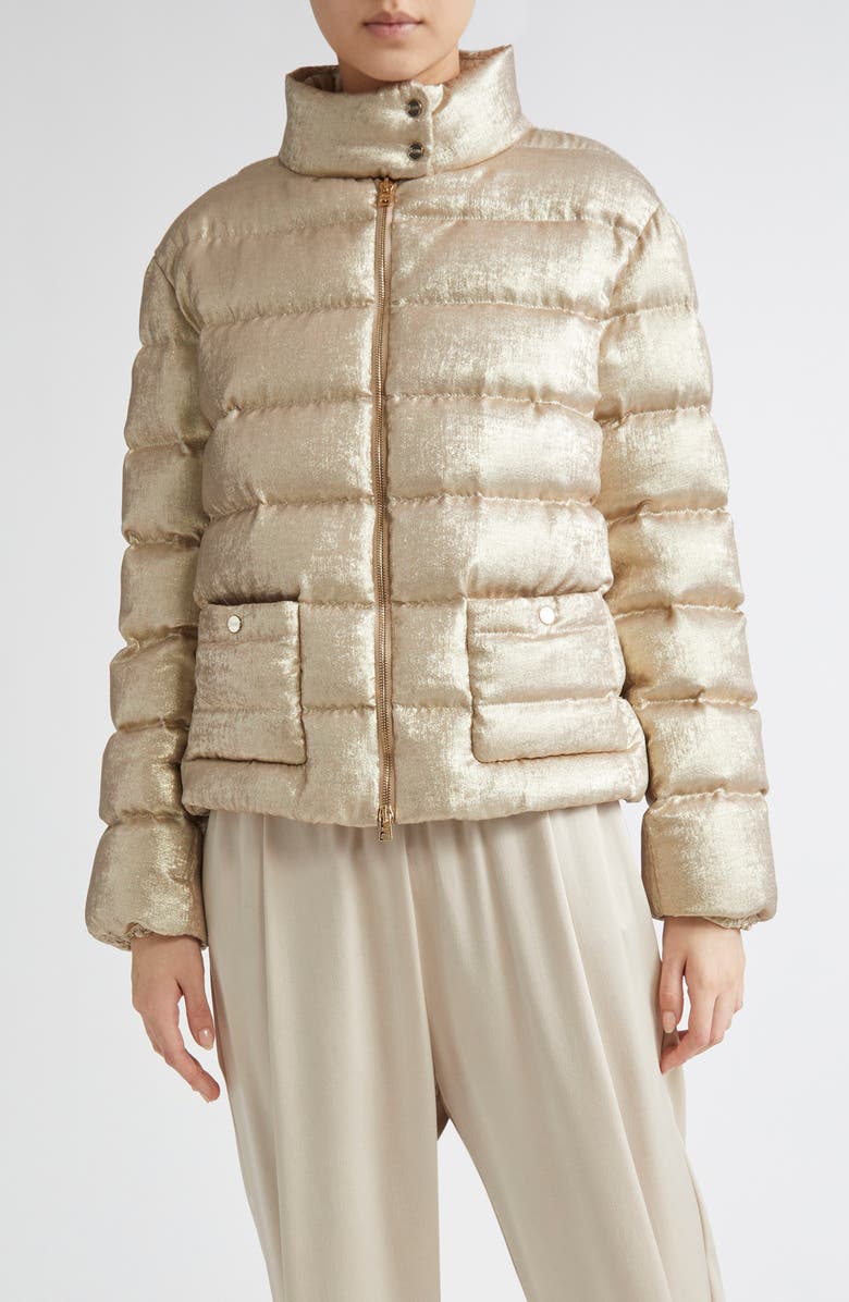 Herno Metallic Down Puffer Jacket, Main, color, Oro