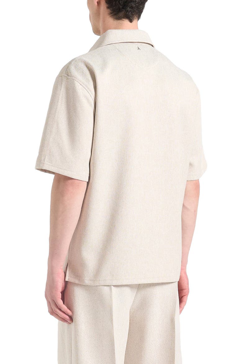 Norbert Open Collar Textured Drawstring Shirt, Alternate, color, Cream
