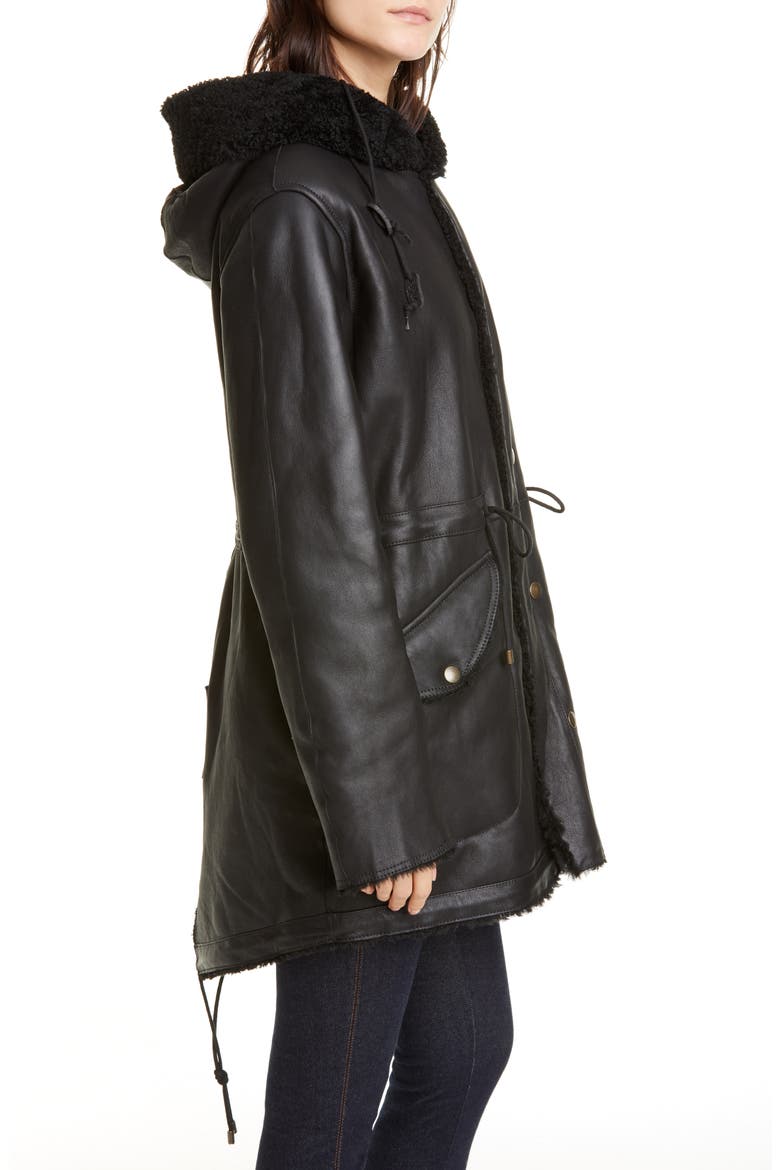 Reversible Genuine Shearling Parka (Nordstrom Exclusive), Alternate, color, BLACK