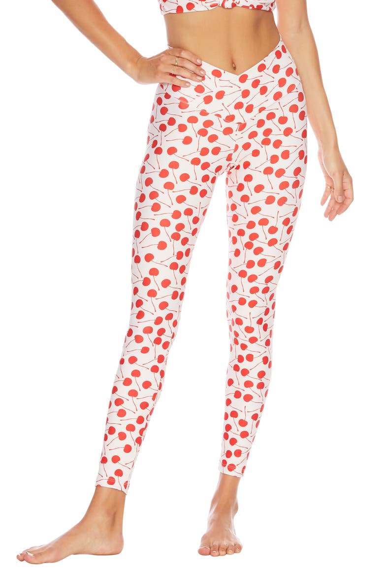 Metallic Detail Leggings, Main, color, CHERRY