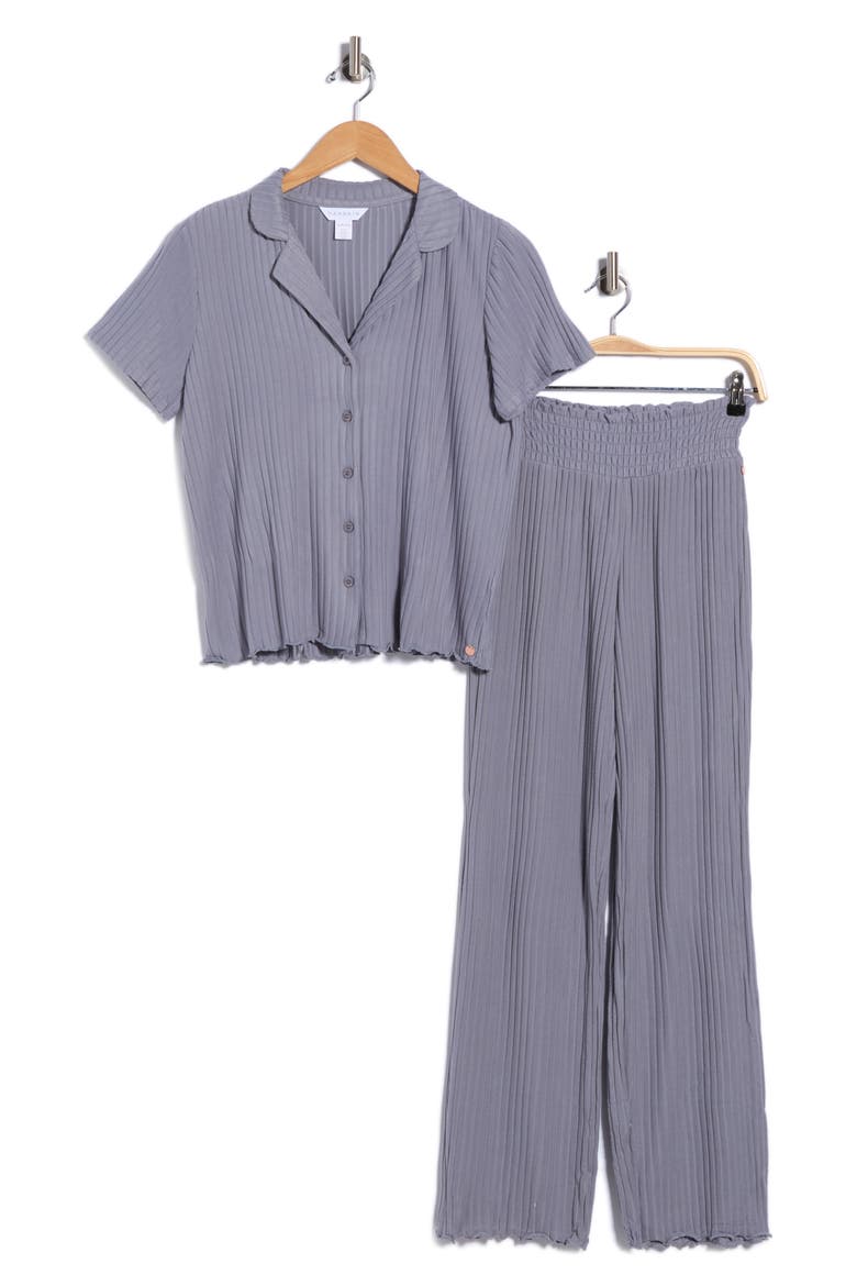 Ribbed Short Sleeve Pajamas, Main, color, OCEAN GLAZE
