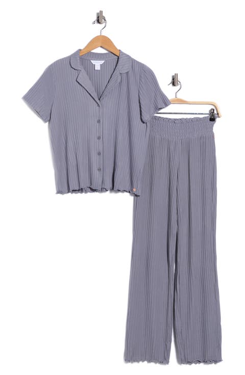 Ribbed Short Sleeve Pajamas