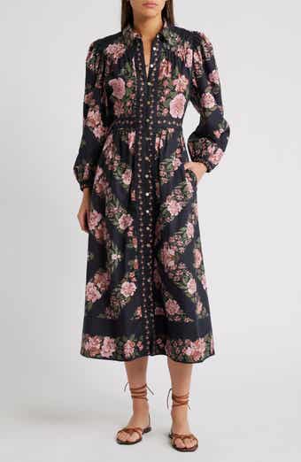 Gillian Floral Long Sleeve Organic Cotton Shirtdress