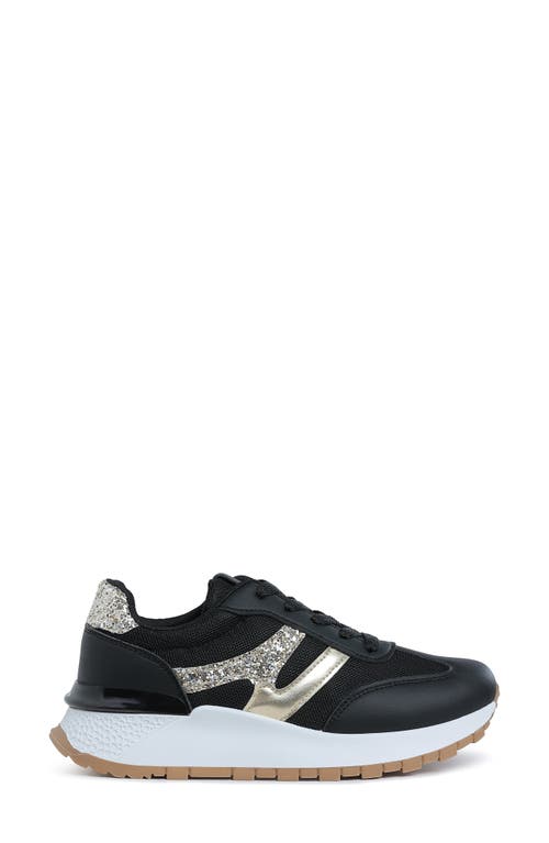 Shop London Rag Tapers Glitter Sneaker In Black Gold