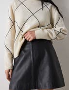 Whistles High Waisted A-Line Leather Mini Skirt