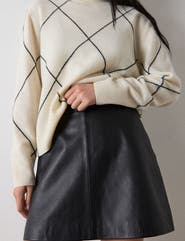 Whistles High Waisted A-Line Leather Mini Skirt