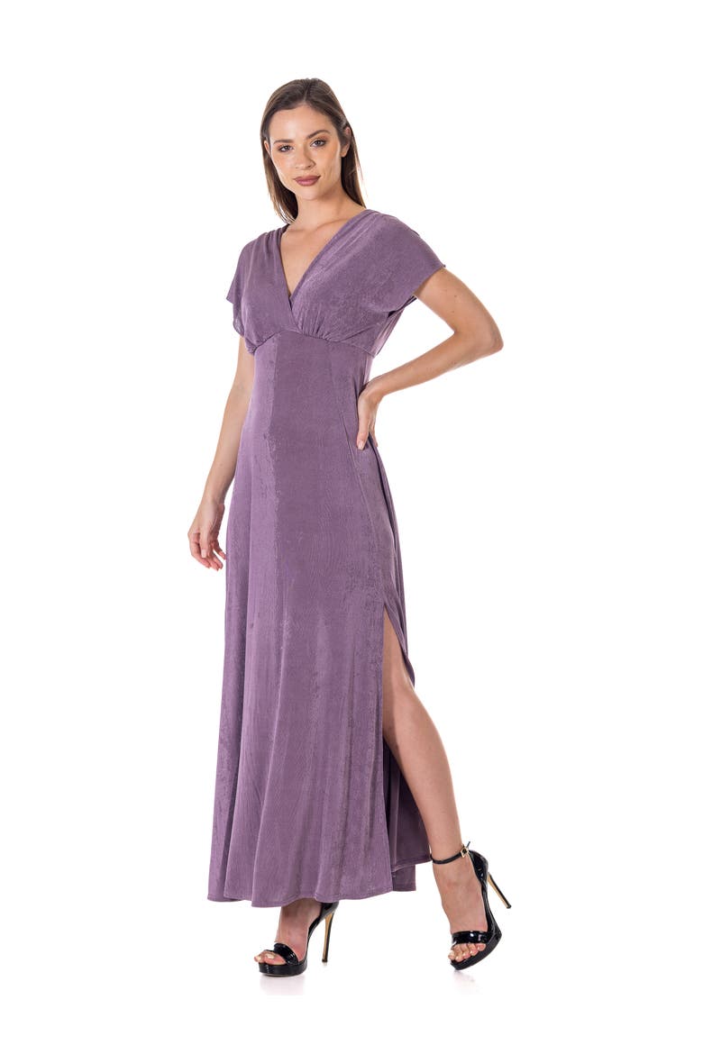 Elevate by 24seven Womens Cap Sleeve Slinky Knit Maxi Dress, Alternate, color, Mauve