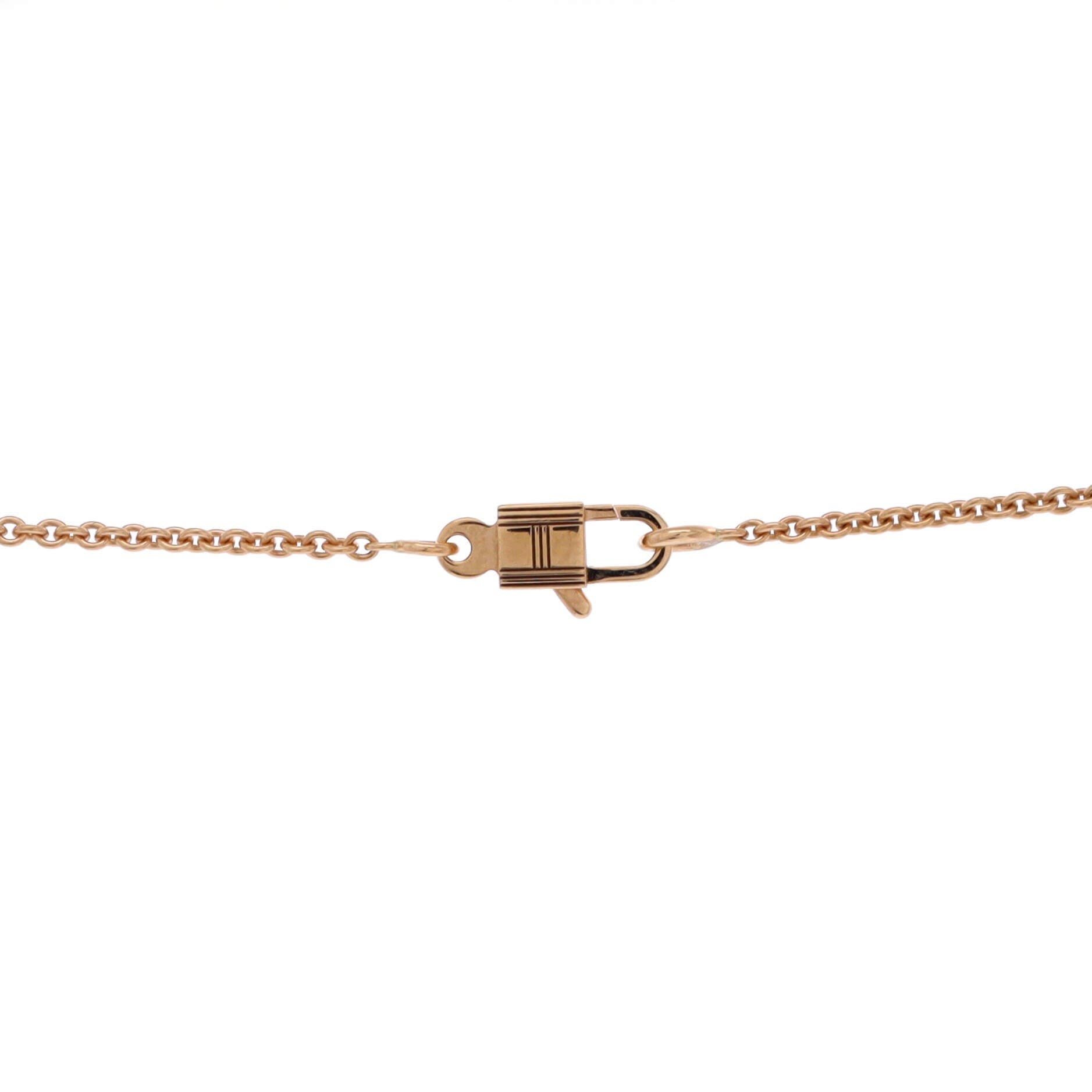 Pre-Owned Hermes Birkin Amulette NM Pendant Necklace 18K Rose Gold and Diamonds, Alternate, color, Rose Gold