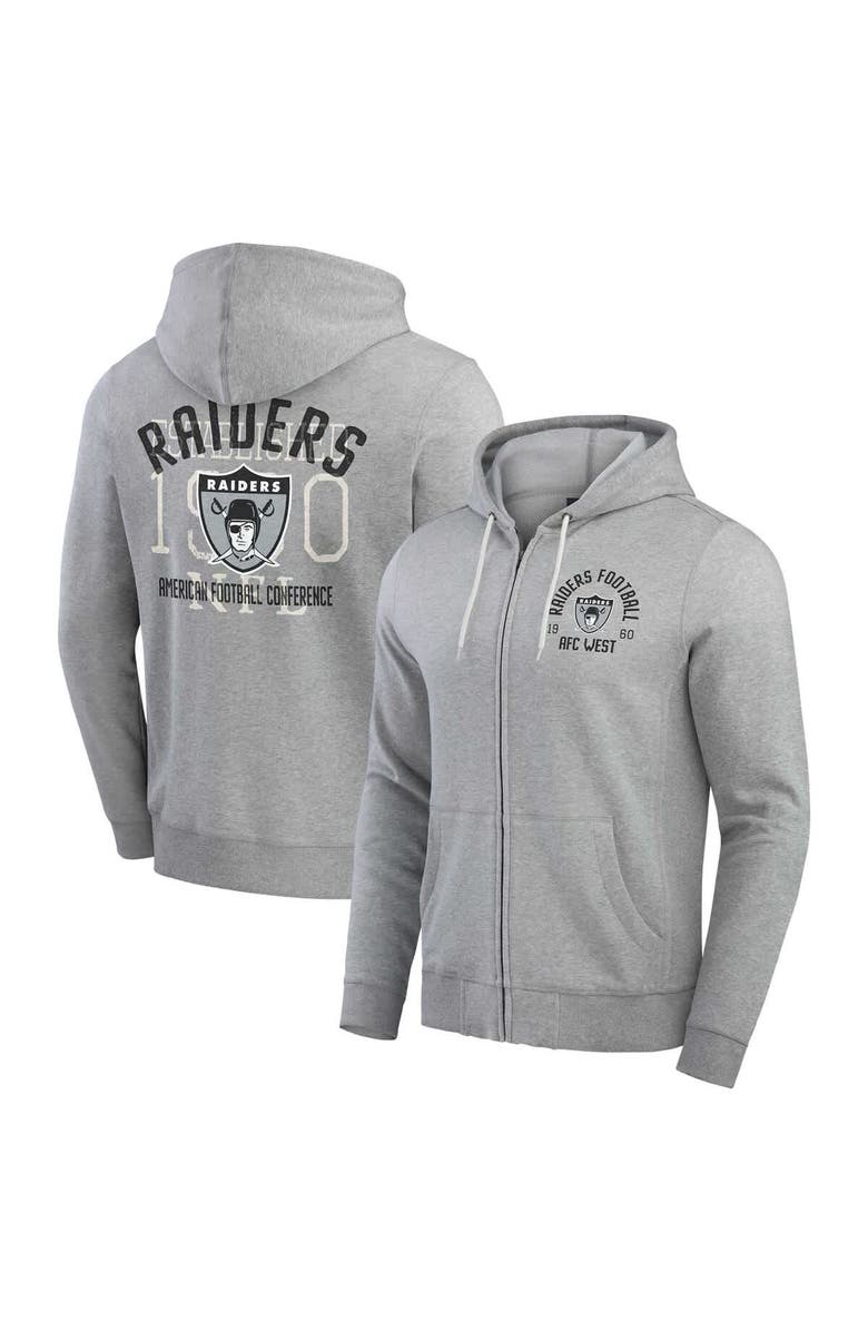 Darius Rucker Collection by Fanatics Men's Darius Rucker Collection by Fanatics Heather Gray Las Vegas Raiders Vintage Stripe Full-Zip Hoodie, Main, color, Heather Gray