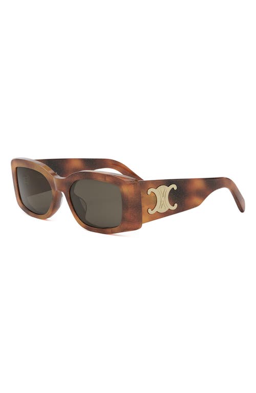Celine Maxi Triomphe Rectangle Sunglasses In Blonde Havana/brown