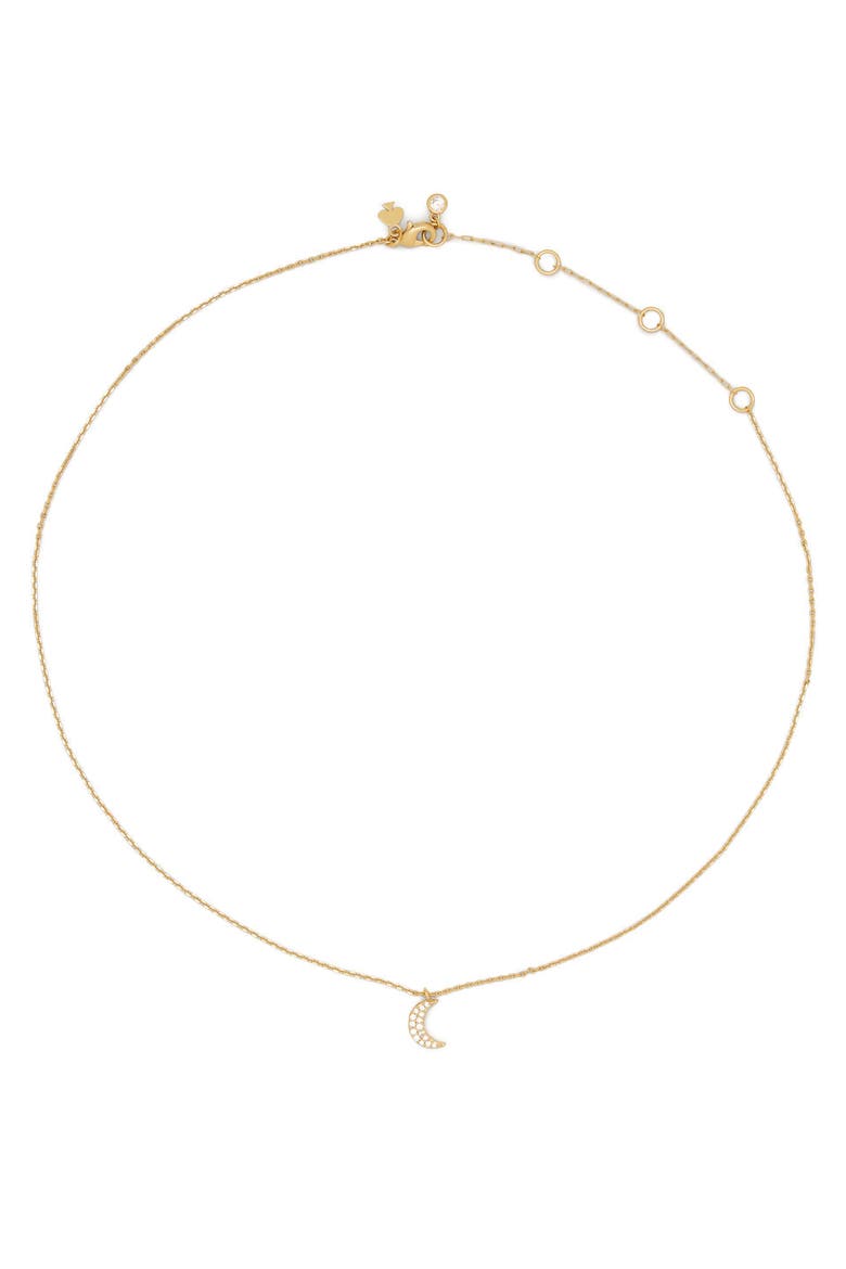 pavé moon pendant necklace, Alternate, color, CLEAR/ GOLD