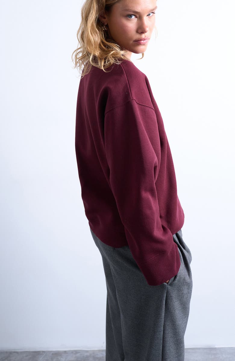 Topshop Oversize Wide Sleeve Cotton Blend Sweatshirt, Alternate, color, Burgundy