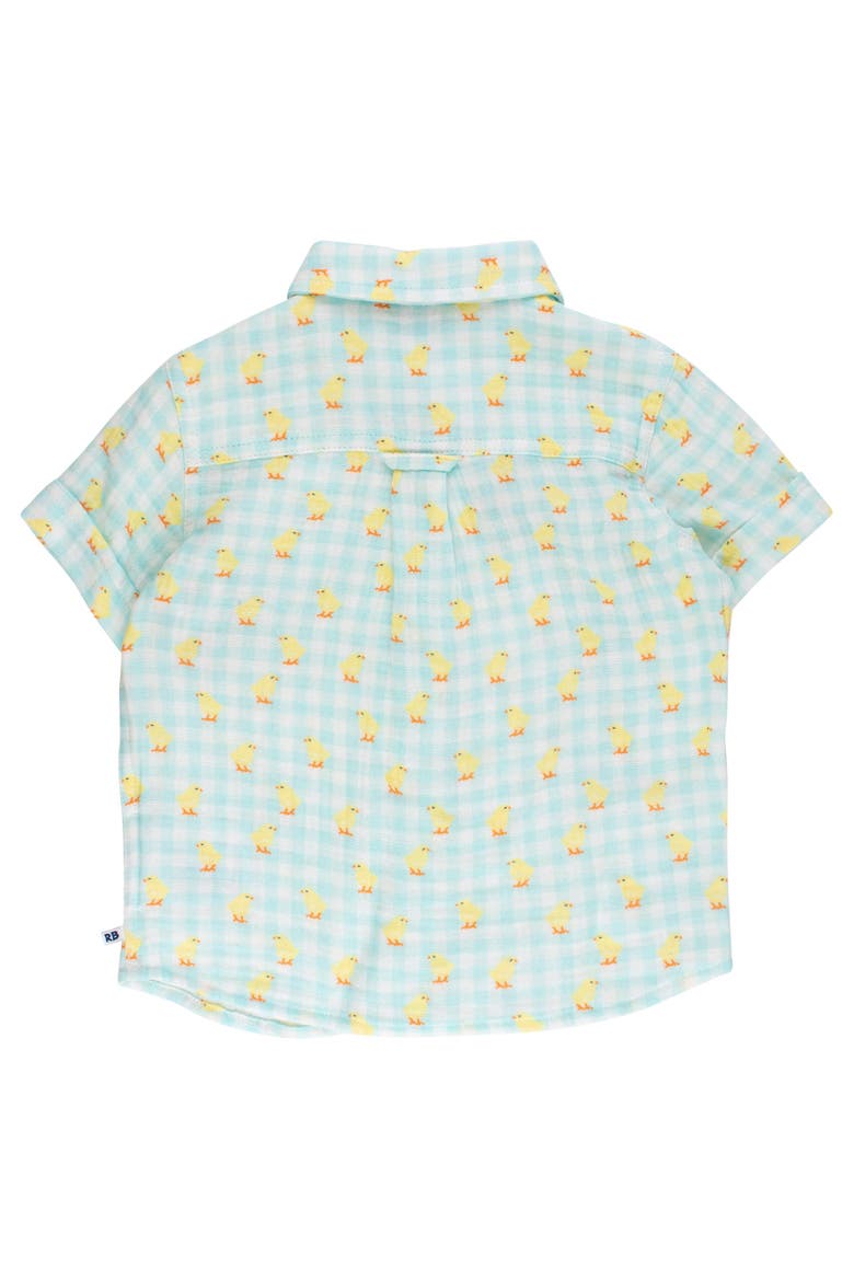 Cotton Gauze Short Sleeve Button Down Shirt, Alternate, color, Chirping Chicks Gingham