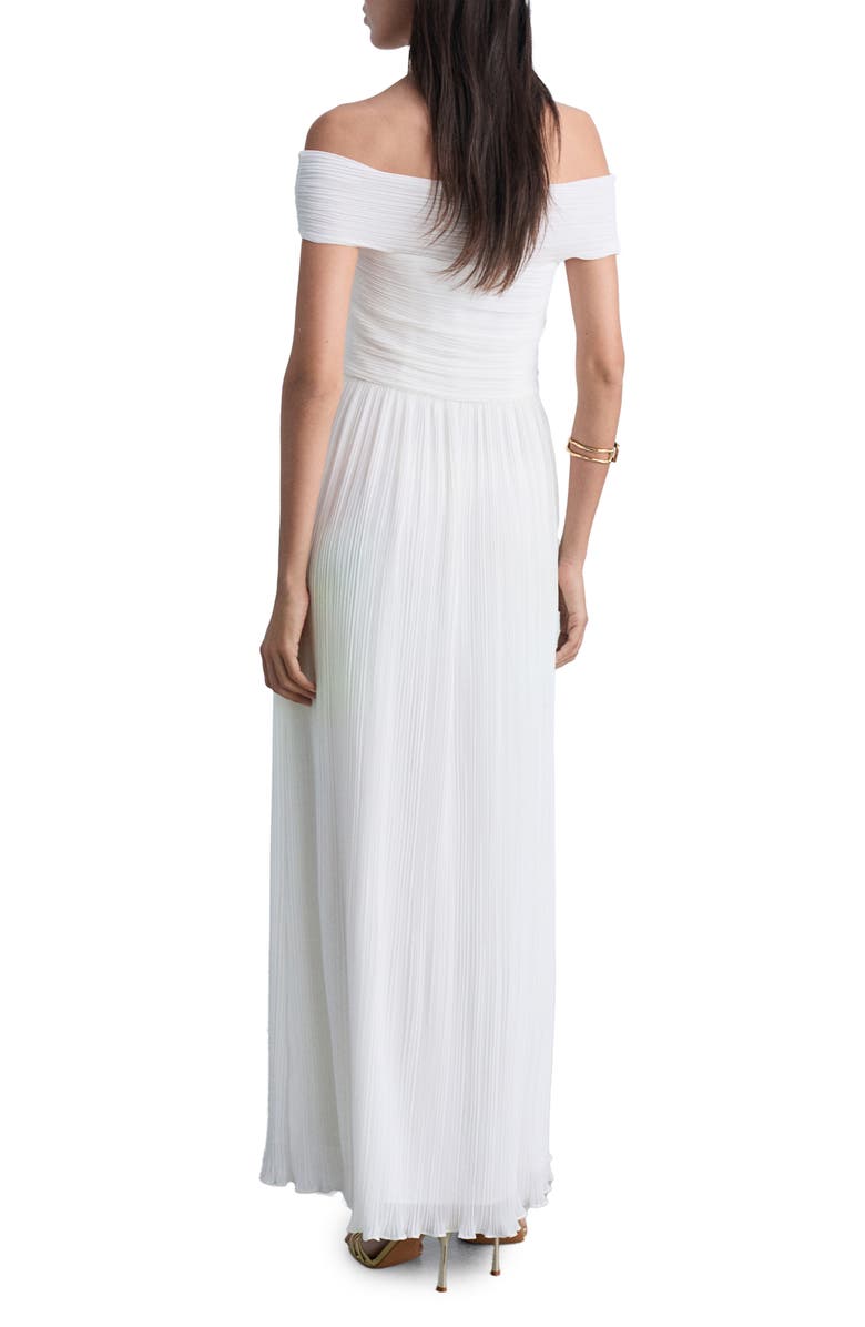 MANGO Plissé Off the Shoulder Maxi Dress, Alternate, color, 