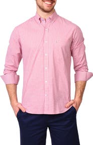 TailorByrd Gingham Stretch Cotton Button-Up Shirt