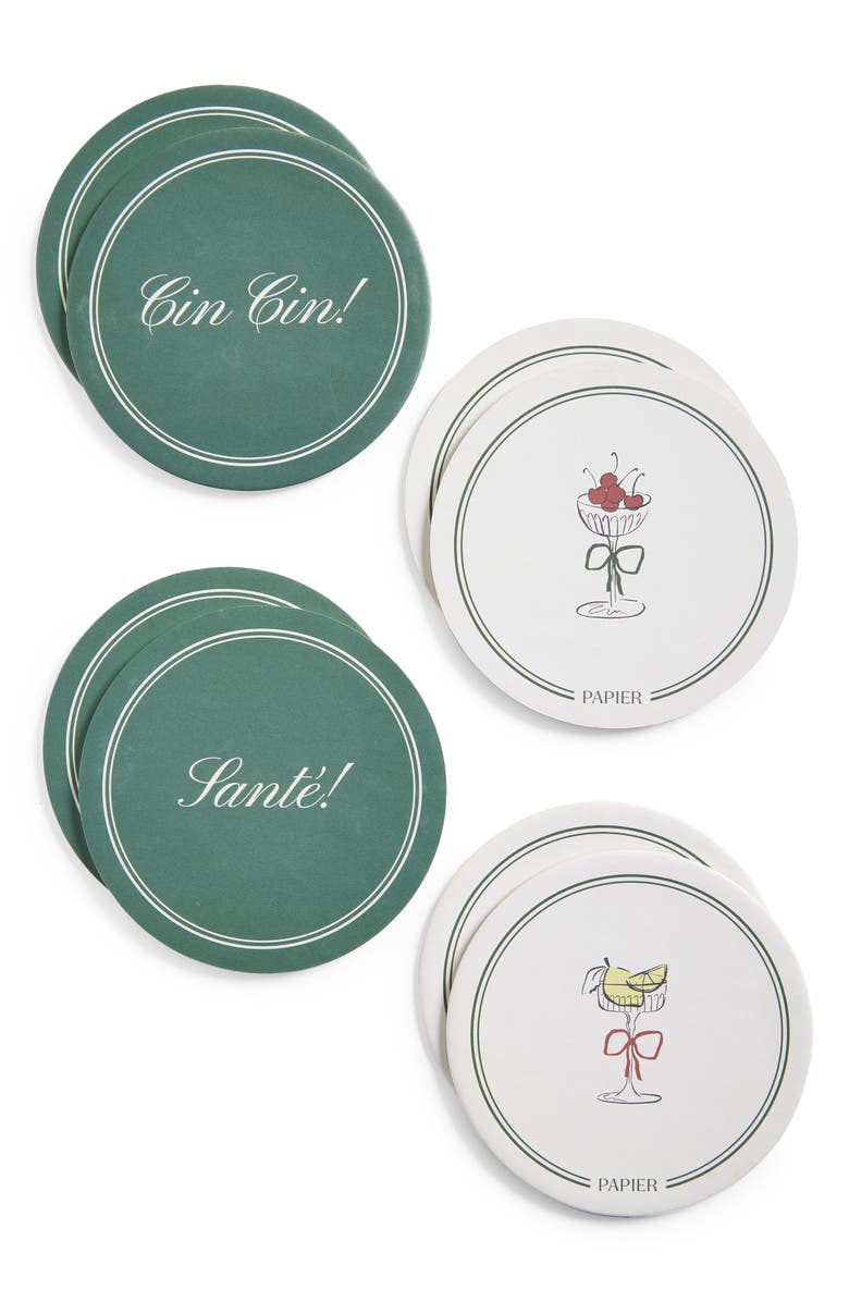 Papier 8-Pack Fruits & Couples Coasters, Main, color, 