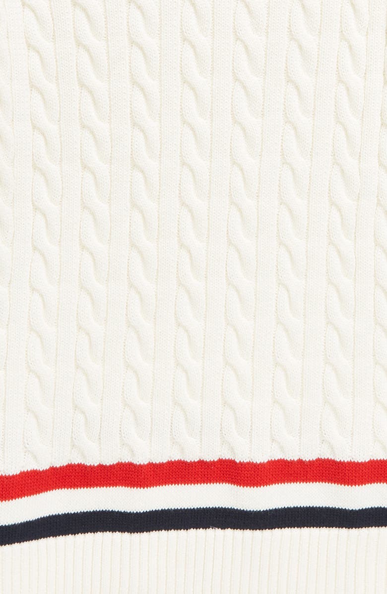 Moncler Kids' Tricolor Trim Cable Cotton Sweater, Alternate, color, 