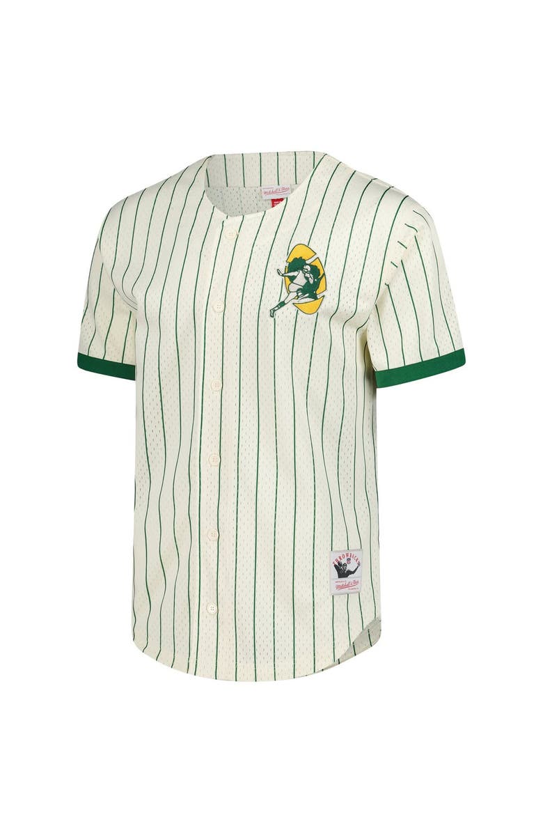 Mitchell & Ness Men's Mitchell & Ness  Cream Green Bay Packers Vintage Logo Final Seconds Full-Button Mesh Top, Alternate, color, 