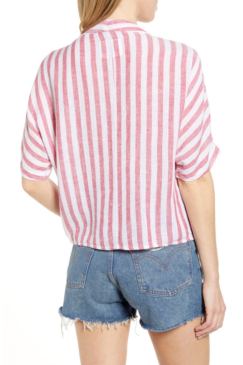 Thea Tie Hem Shirt, Alternate, color, CARMINE STRIPE