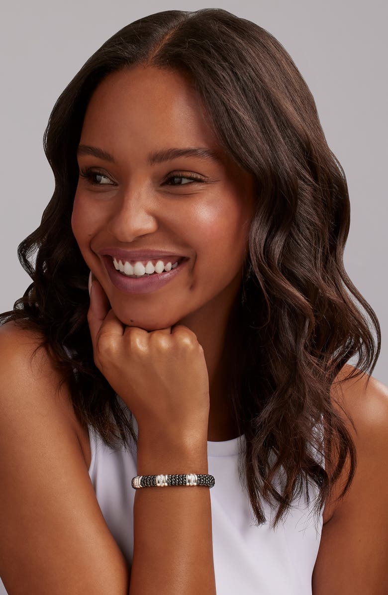 LAGOS Black Caviar Ceramic Diamond Station Bracelet, Alternate, color, Silver