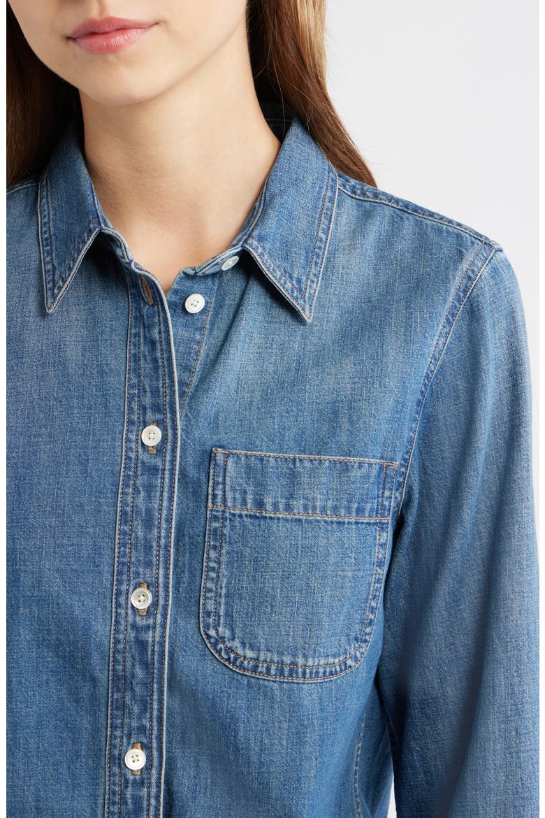 Tuckable Denim Button-Up Shirt, Alternate, color, GREENDALE