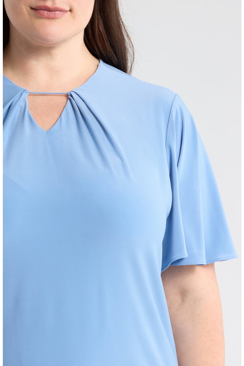 Pleat Neck Bell Sleeve Top, Alternate, color, LAGOON