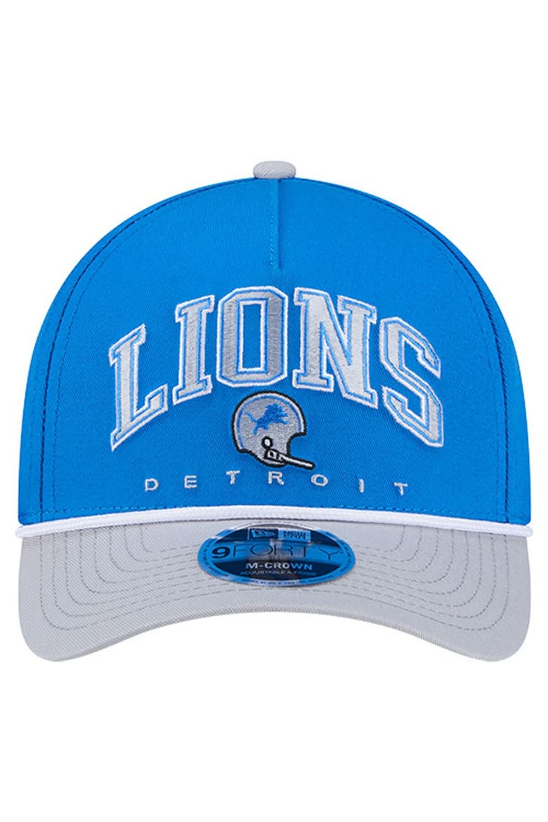 Men's New Era  Blue Detroit Lions Throwback Arch COOLERA 9FORTY A-Frame M-Crown Adjustable Hat, Alternate, color, Blue
