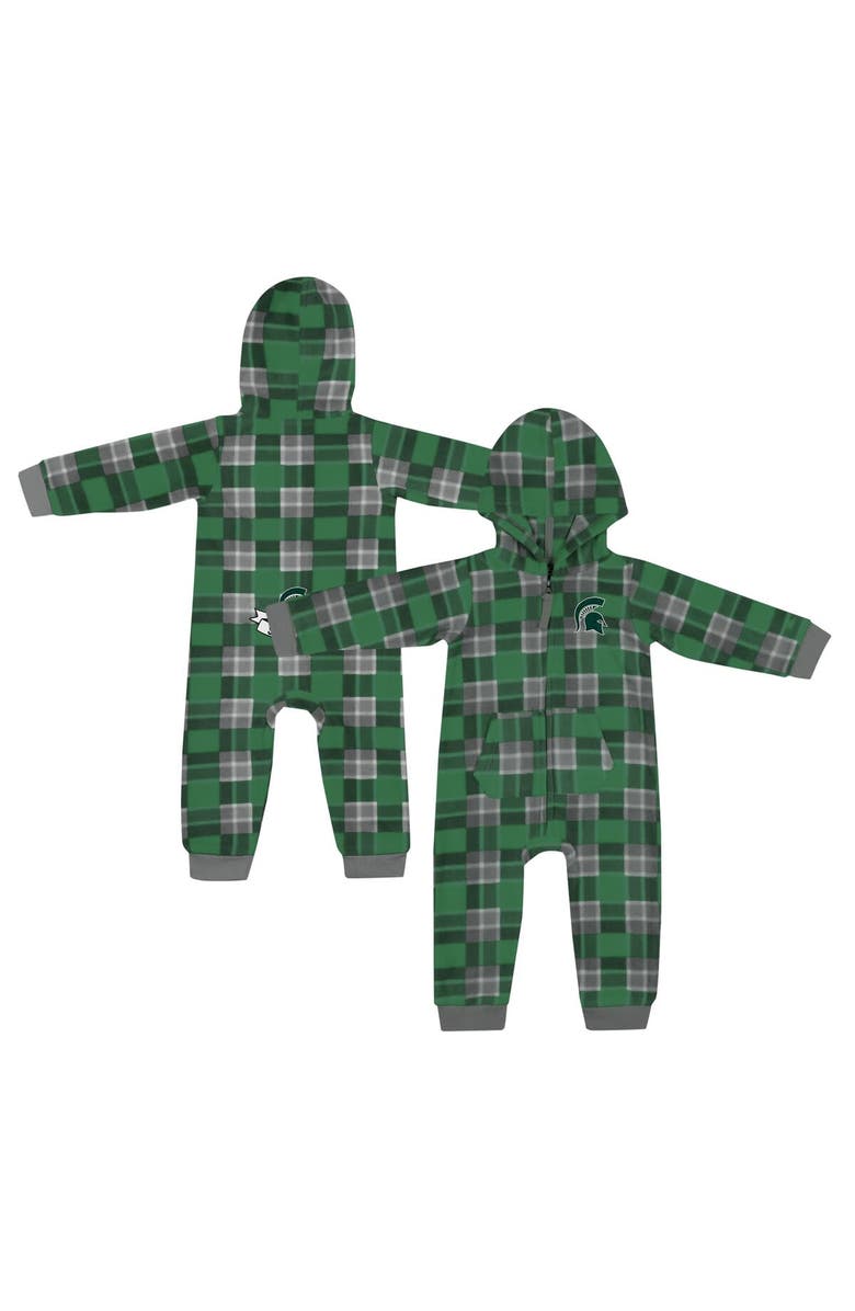 COLOSSEUM Infant Colosseum  Green Michigan State Spartans Full-Zip Plaid Hoodie Long Sleeve Jumper, Main, color, Green