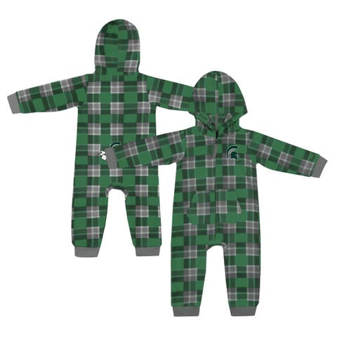 Infant Colosseum  Green Michigan State Spartans Full-Zip Plaid Hoodie Long Sleeve Jumper