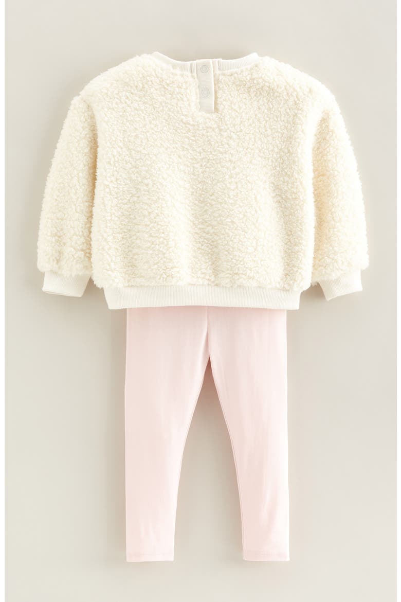 Embroidered Fleece Sweatshirt & Leggings Set, Alternate, color, IVORY EGRET FLORAL- PINK