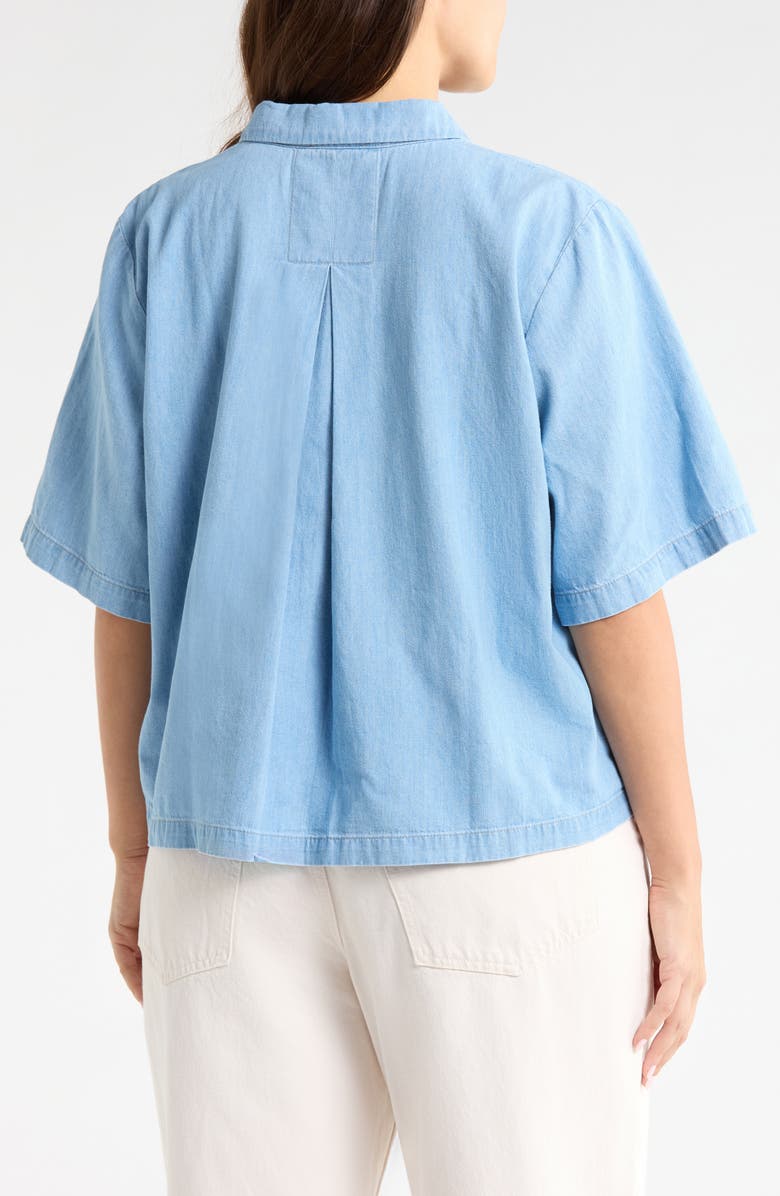 Eileen Fisher Classic Collar Elbow Length Sleeve Organic Cotton Button-Up Shirt, Alternate, color,
