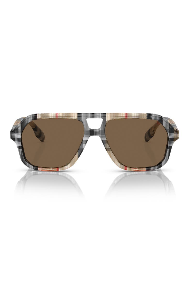 Kids' 50mm Irregular Sunglasses, Main, color, VINTAGE CHECK / DARK BROWN