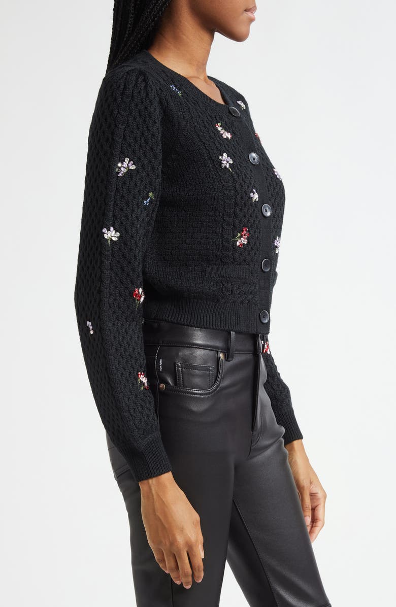 Cinq à Sept Rasa Beaded Cardigan, Alternate, color, Black