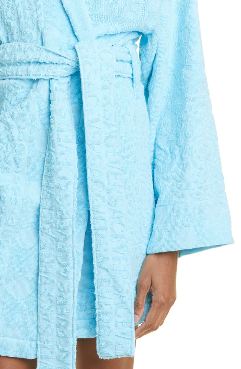 Versace Seashell Baroque Hooded Short Bath Robe, Alternate, color, 