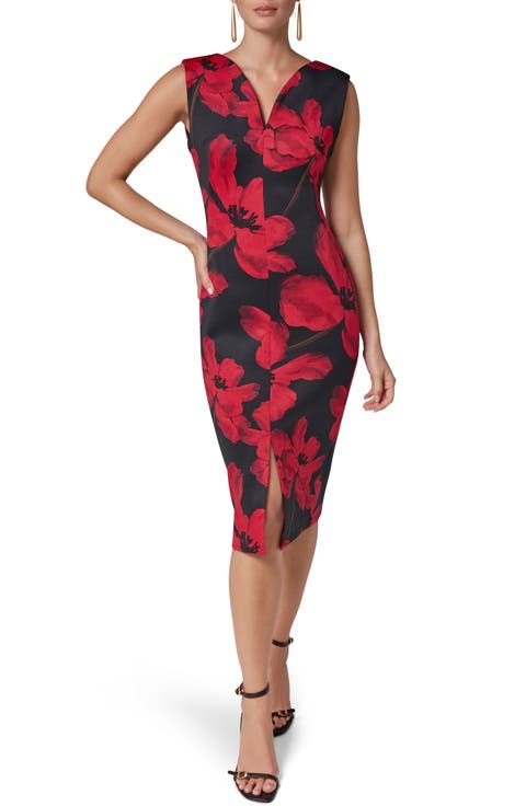 Floral Print Sleeveless Sheath Dress