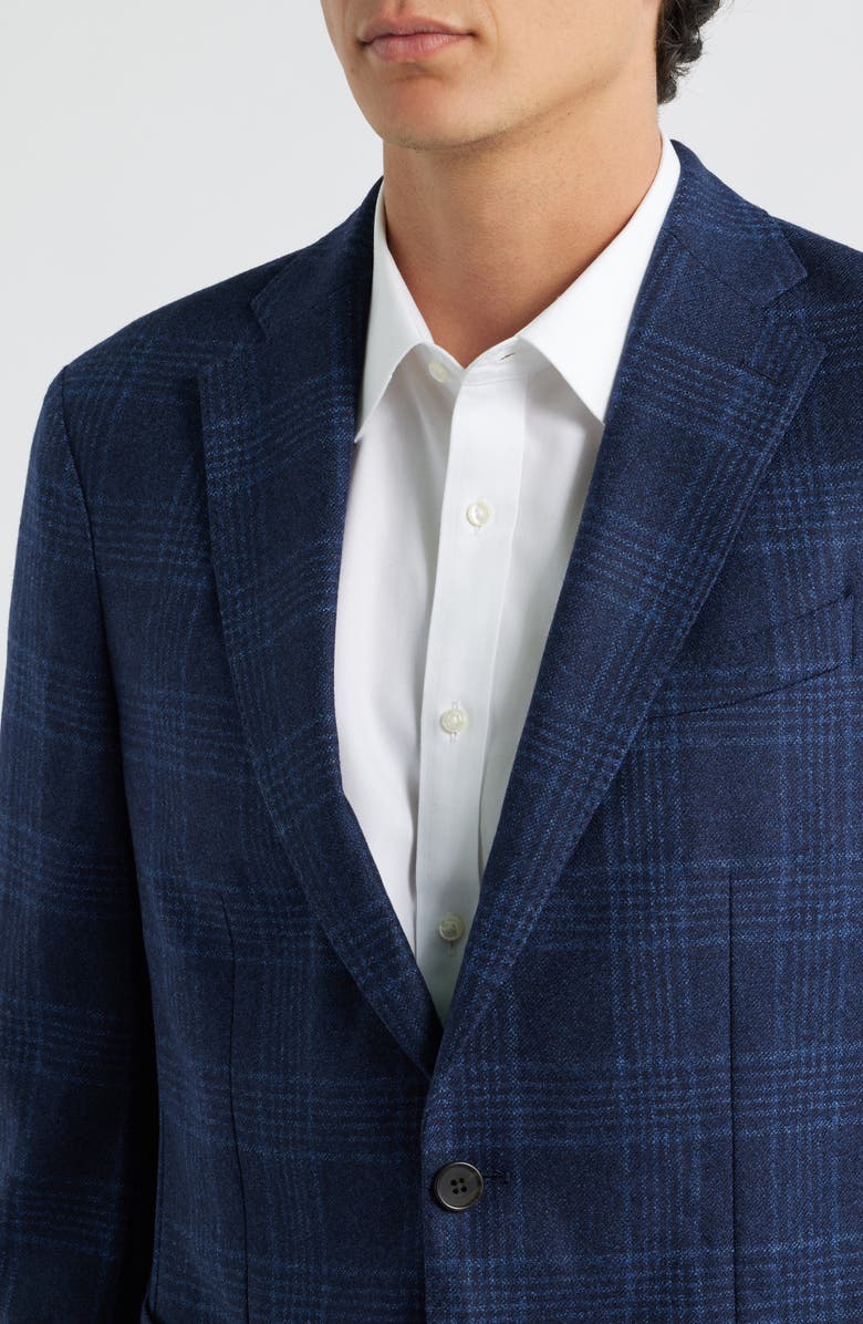 Emanuel Berg D-Constructed Navy Check Wool Flannel Sport Coat, Alternate, color, Dark Blue