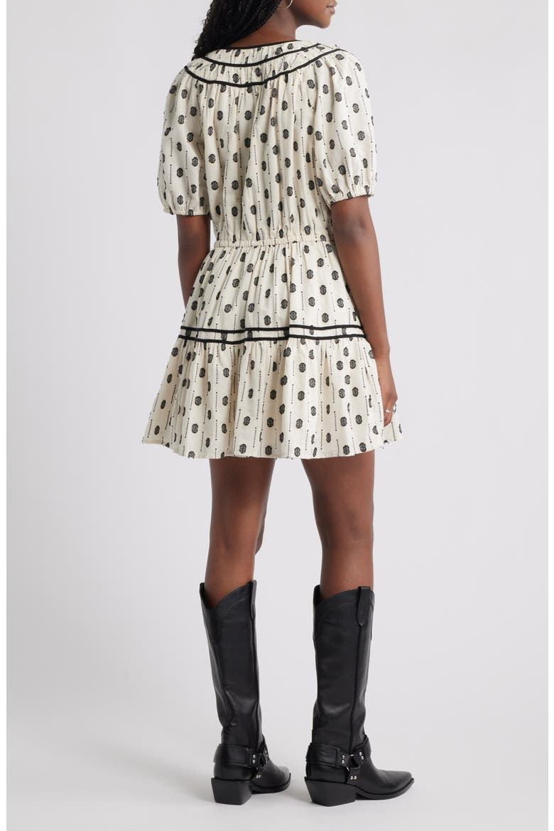 Short Sleeve Cotton Blend Tiered Minidress, Alternate, color, IVORY DOVE