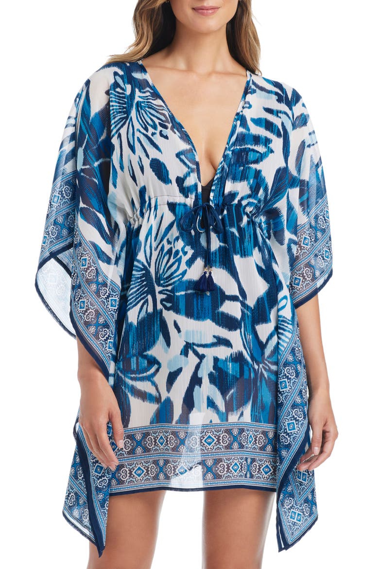 Chiffon Cover-Up Caftan, Main, color, BLUE MULTI