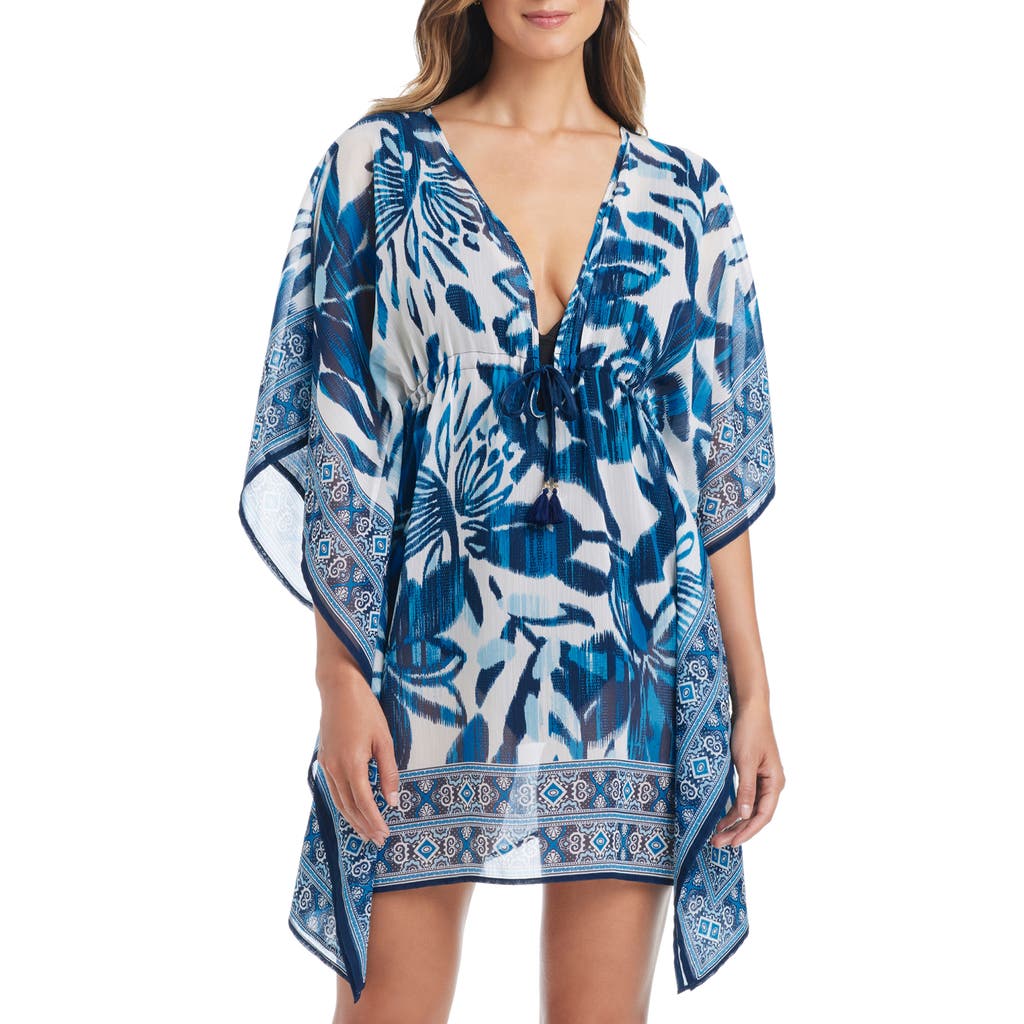 Bleu Rod Beattie Rod Beattie Chiffon Cover-up Caftan In Blue