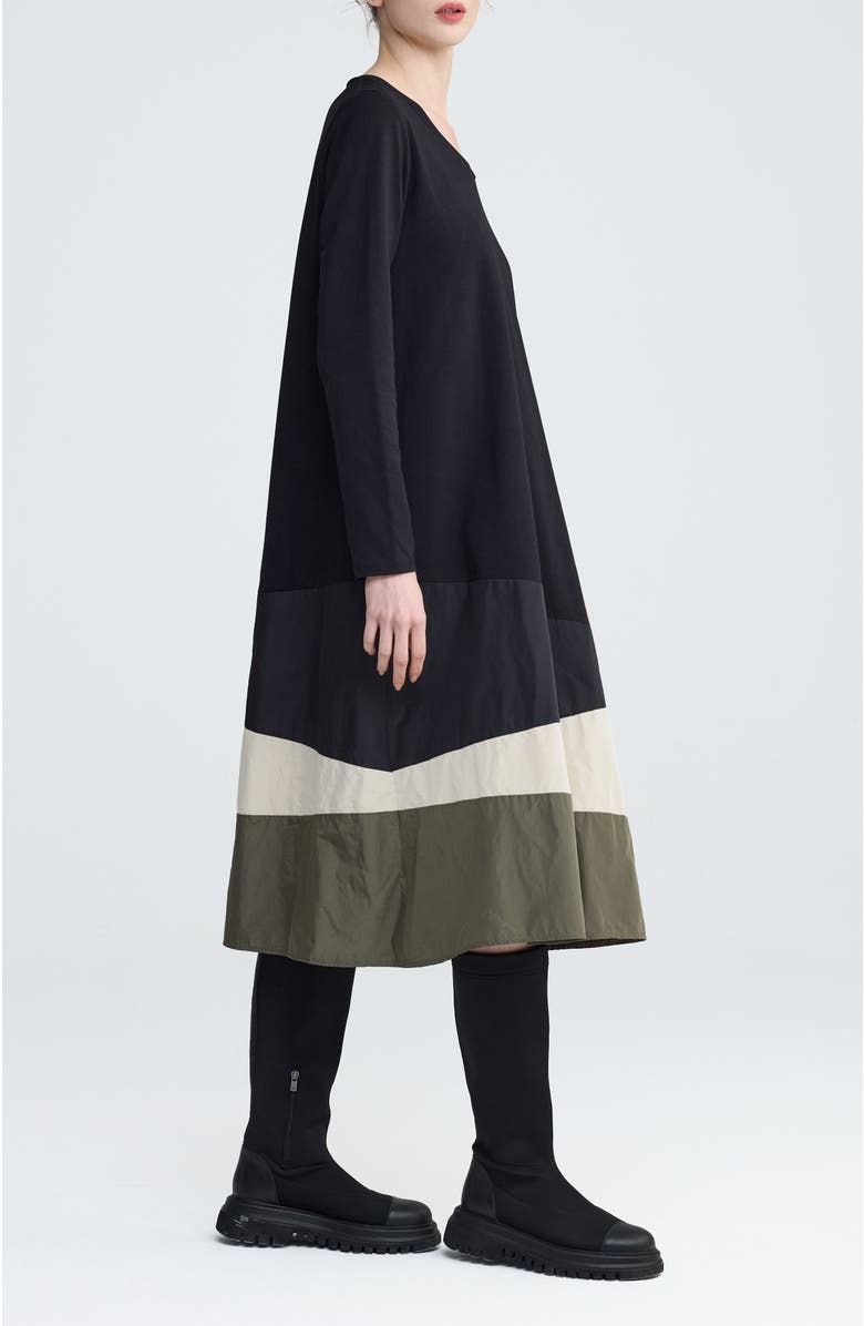 LUUKAA Muriel Colorblock Jersey Dress, Alternate, color, Black