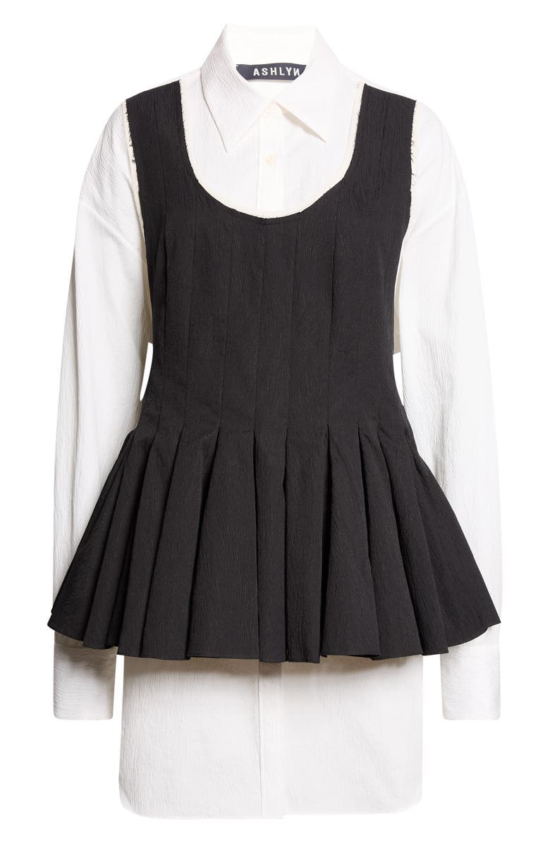 ASHLYN Mae Cotton Blend Tie Back Shirt, Main, color, Black/ Ivory