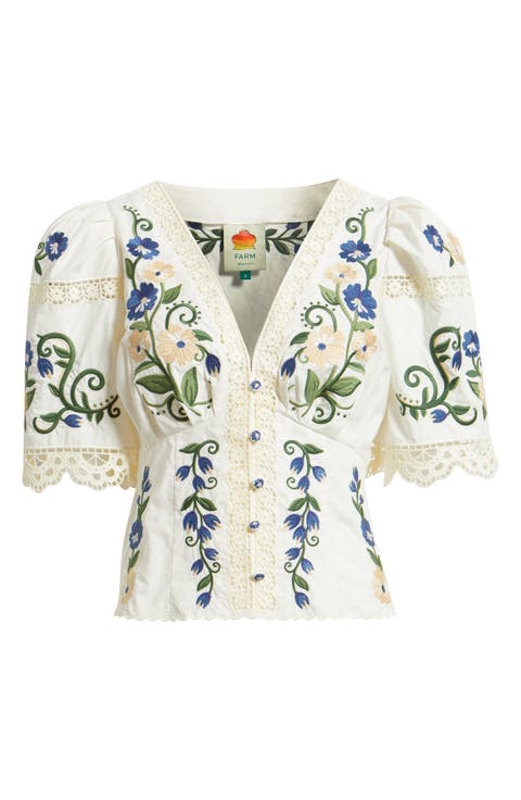 Countryside Land Embroidered Eyelet Cotton Top