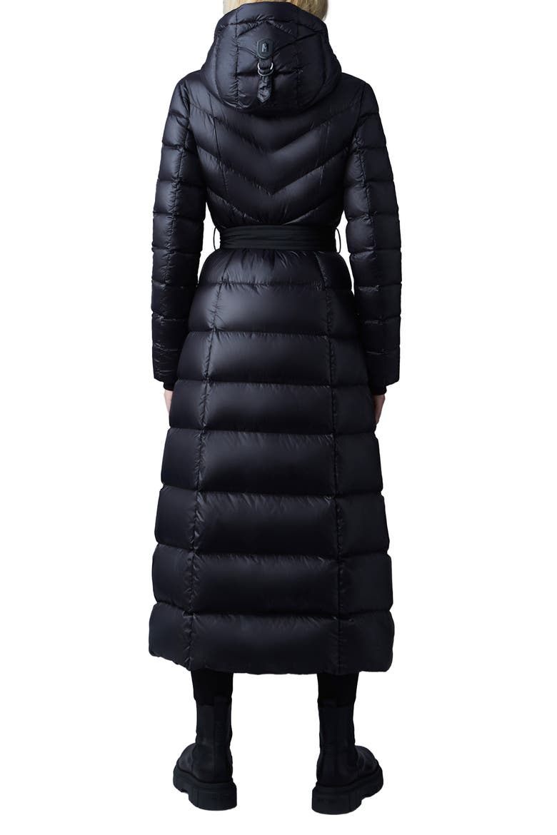 Calina Lustrous Water Repellent Down Coat, Alternate, color, BLACK