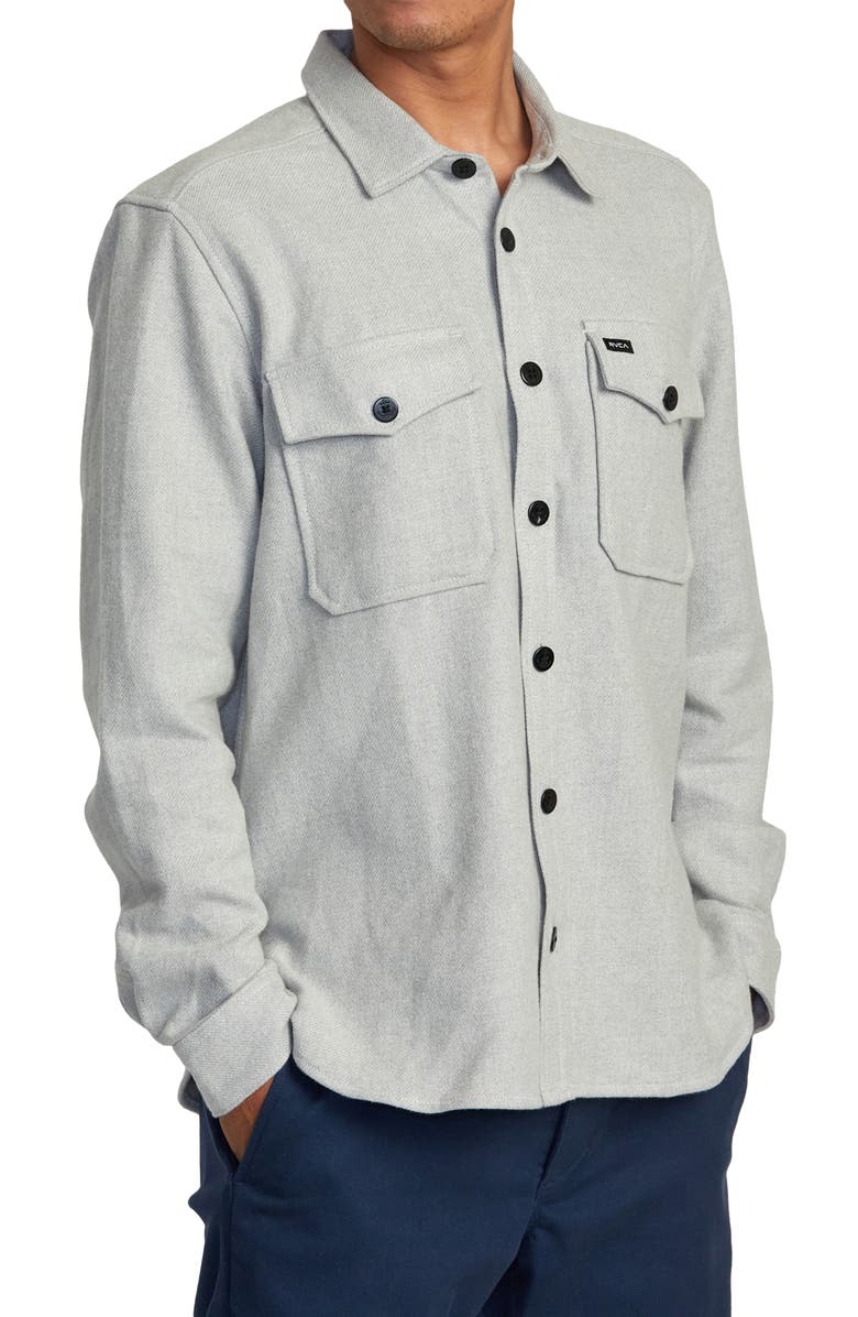 RVCA Flannel Button-Up Shirt, Alternate, color, Grey Marle