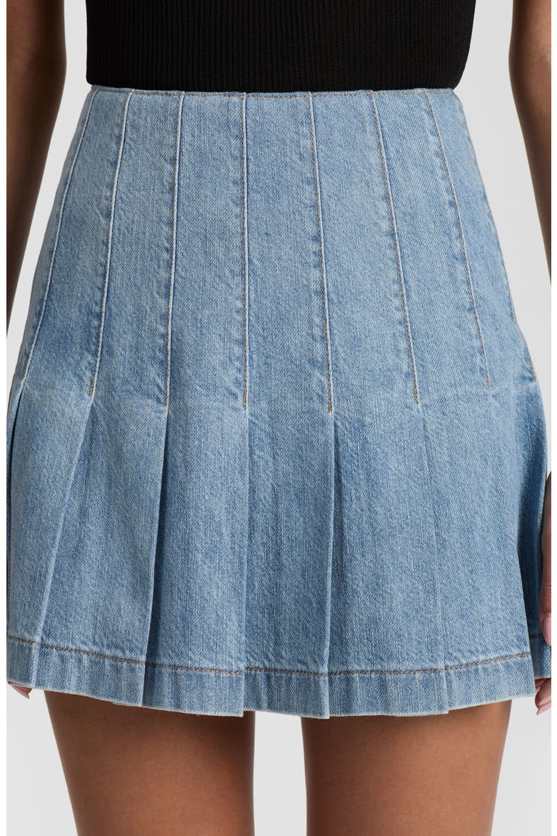 Carter Pleated Denim Miniskirt, Alternate, color, ROCKSTAR BLUE
